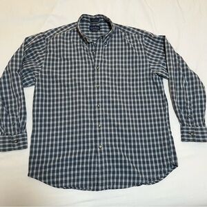 Club Room blue and white plaid button down shirt